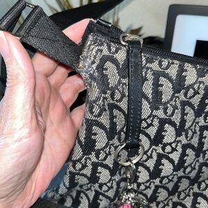 Authentic Christian Dior Trotter Diorissimo Messenger Crossbody Bag Black Canvas